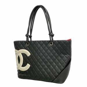 CHANEL Black Lambskin Leather Tote Bag